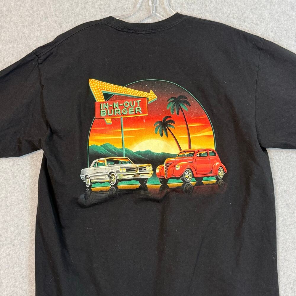 In N Out Burger T Shirt UTAH Classic Cars Sunset Adult L Short Sleeve Graphic